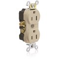 Leviton 15 Amp Commercial Grade Tamper Resistant Side Wired Self Grounding Duplex Outlet, Ivory TCR15-I